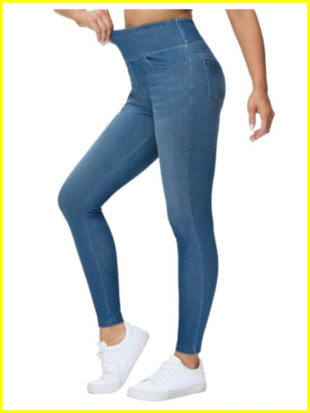 High Waisted Jeggings Stretchy Skinny Jean Leggings with Pockets